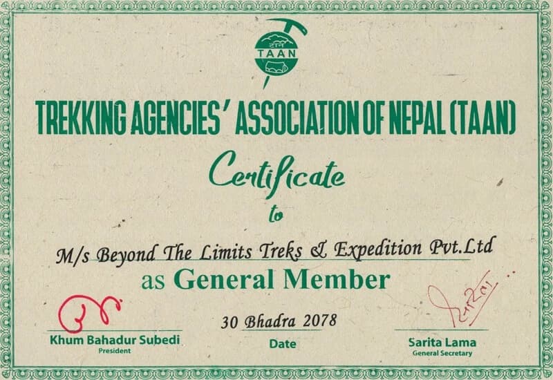 Trekking Agency Association of Nepal (TAAN) Membership