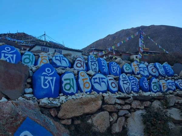 Ancient culture stones tibetan influnced nar phu trek
