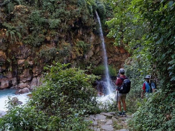 Kbc trek enjoying waterfall